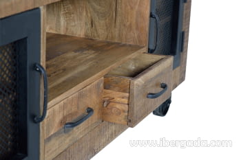 Mueble TV Custom Madera/Metal 2 Puertas 2 Cajones (150x38x60)-5