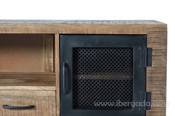 Mueble TV Custom Madera/Metal 2 Puertas 2 Cajones (150x38x60)-8