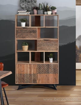 Libreria Luka Madera/Metal 2 Cajones 2 Puertas (102x38x180)