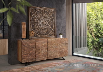 Aparador Luka Madera/Metal 4 Puertas (200x40x90)