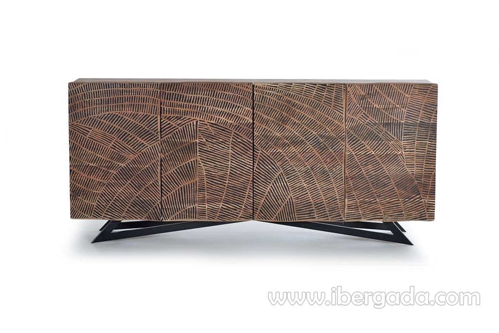 Aparador Luka Madera/Metal 4 Puertas (200x40x90)-2