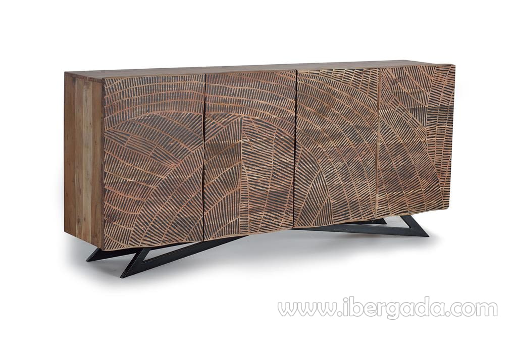 Aparador Luka Madera/Metal 4 Puertas (200x40x90)-4