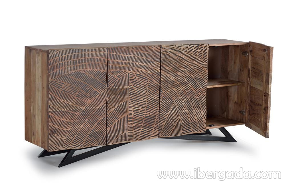 Aparador Luka Madera/Metal 4 Puertas (200x40x90)-5