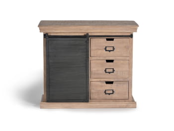 Comoda Kendo Madera/Metal 3 Cajones 1 Puerta (100x40x85)