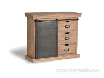 Comoda Kendo Madera/Metal 3 Cajones 1 Puerta (100x40x85)-3