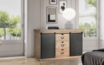 Aparador Kendo Madera/Metal 3 Cajones 2 Puertas (160x40x85)