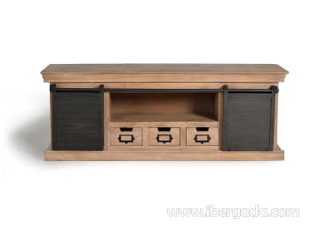 Mueble TV Kendo Madera/Metal 3 Cajones 2 Puertas (150x40x55)-2