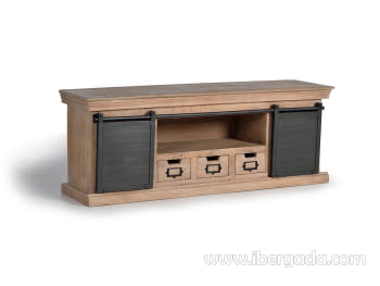 Mueble TV Kendo Madera/Metal 3 Cajones 2 Puertas (150x40x55)-4