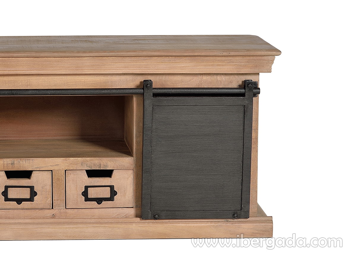 Mueble TV Kendo Madera/Metal 3 Cajones 2 Puertas (150x40x55)-6