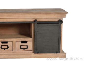 Mueble TV Kendo Madera/Metal 3 Cajones 2 Puertas (150x40x55)-6