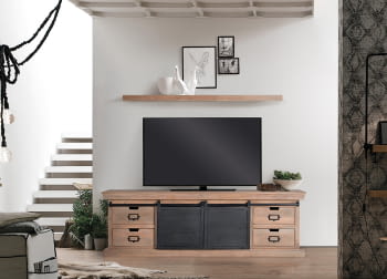 Mueble TV Kendo Madera/Metal 4 Cajones 2 Puertas (170x40x55)