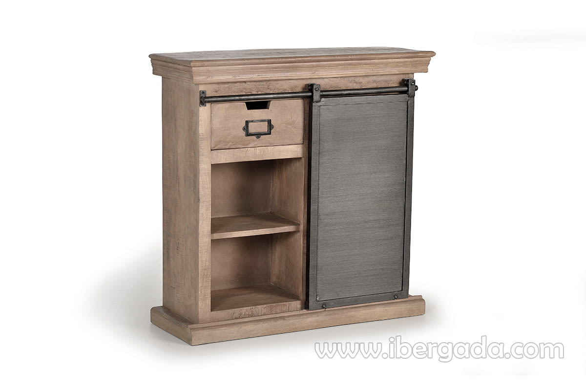 Consola Kendo Madera/Metal 2 Cajones 1 Puerta (85x32x85)-3