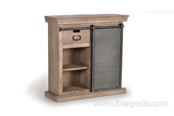 Consola Kendo Madera/Metal 2 Cajones 1 Puerta (85x32x85)-3