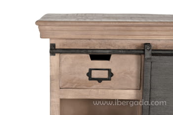 Consola Kendo Madera/Metal 2 Cajones 1 Puerta (85x32x85)-5