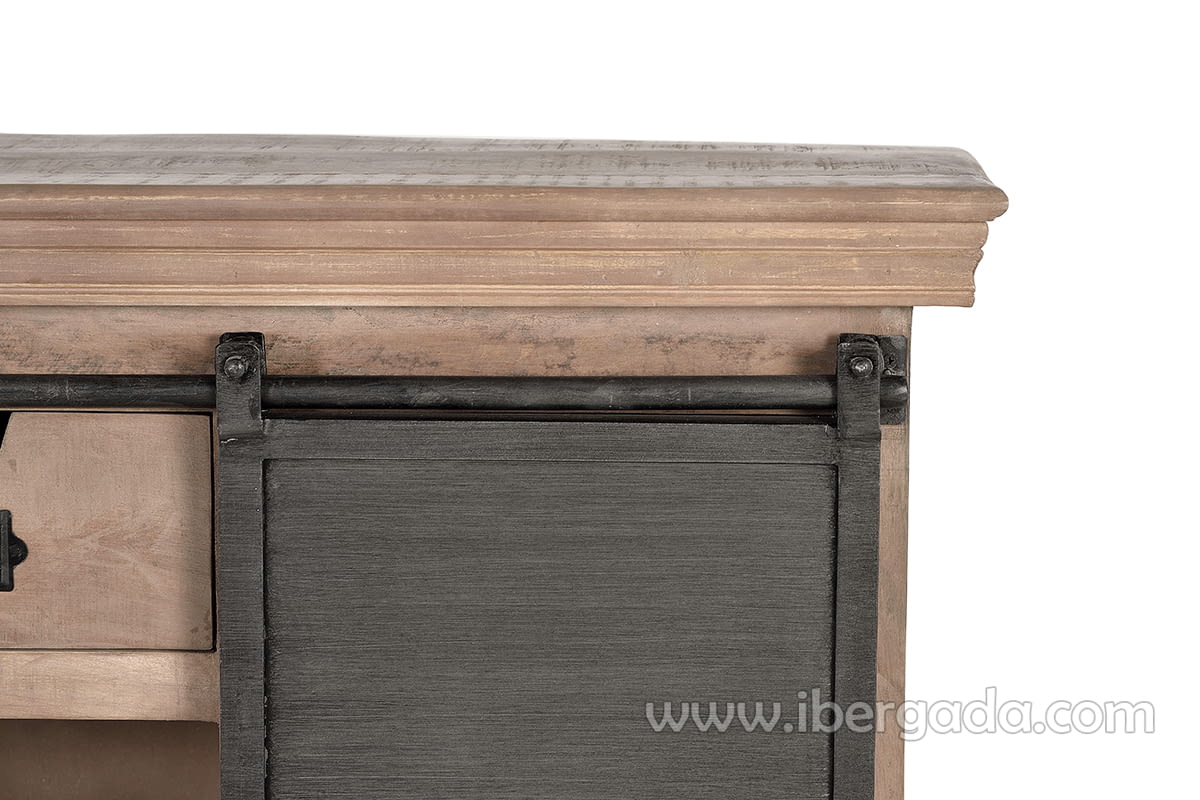 Consola Kendo Madera/Metal 2 Cajones 1 Puerta (85x32x85)-6