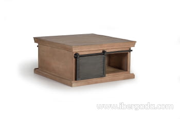 Mesa Centro Kendo Madera/Metal 2 Cajones 1 Puerta (90x90x45)-3
