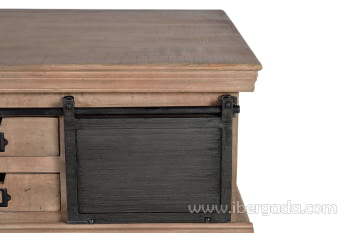 Mesa Centro Kendo Madera/Metal 2 Cajones 1 Puerta (90x90x45)-5