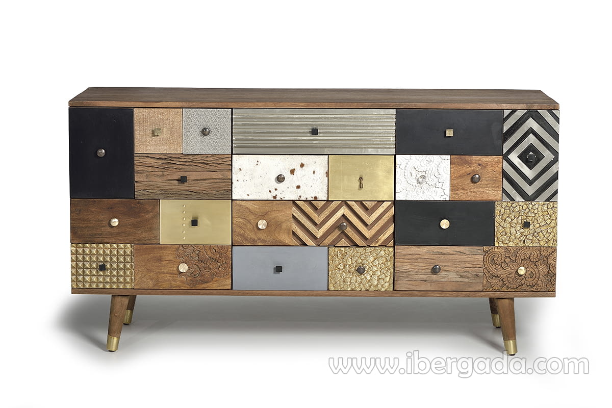 Aparador Kowa Madera Mango 4 Cajones 2 Puertas (150x40x80)-1