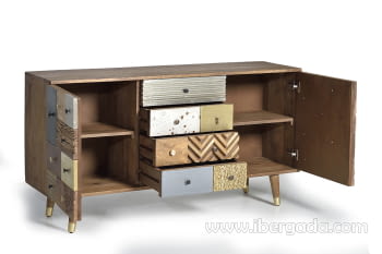 Aparador Kowa Madera Mango 4 Cajones 2 Puertas (150x40x80)-3