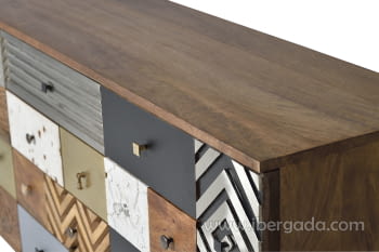 Aparador Kowa Madera Mango 4 Cajones 2 Puertas (150x40x80)-5