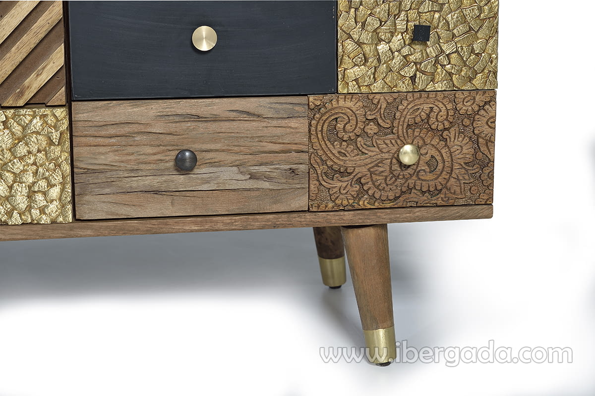 Aparador Kowa Madera Mango 4 Cajones 2 Puertas (150x40x80)-7
