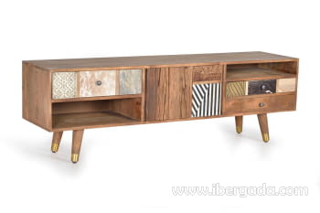 Mueble TV Kowa Madera Mango 3 Cajones 2 Puertas (160x40x50)-2