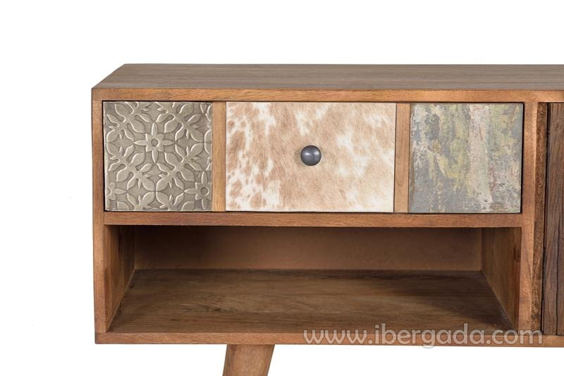Mueble TV Kowa Madera Mango 3 Cajones 2 Puertas (160x40x50)-3