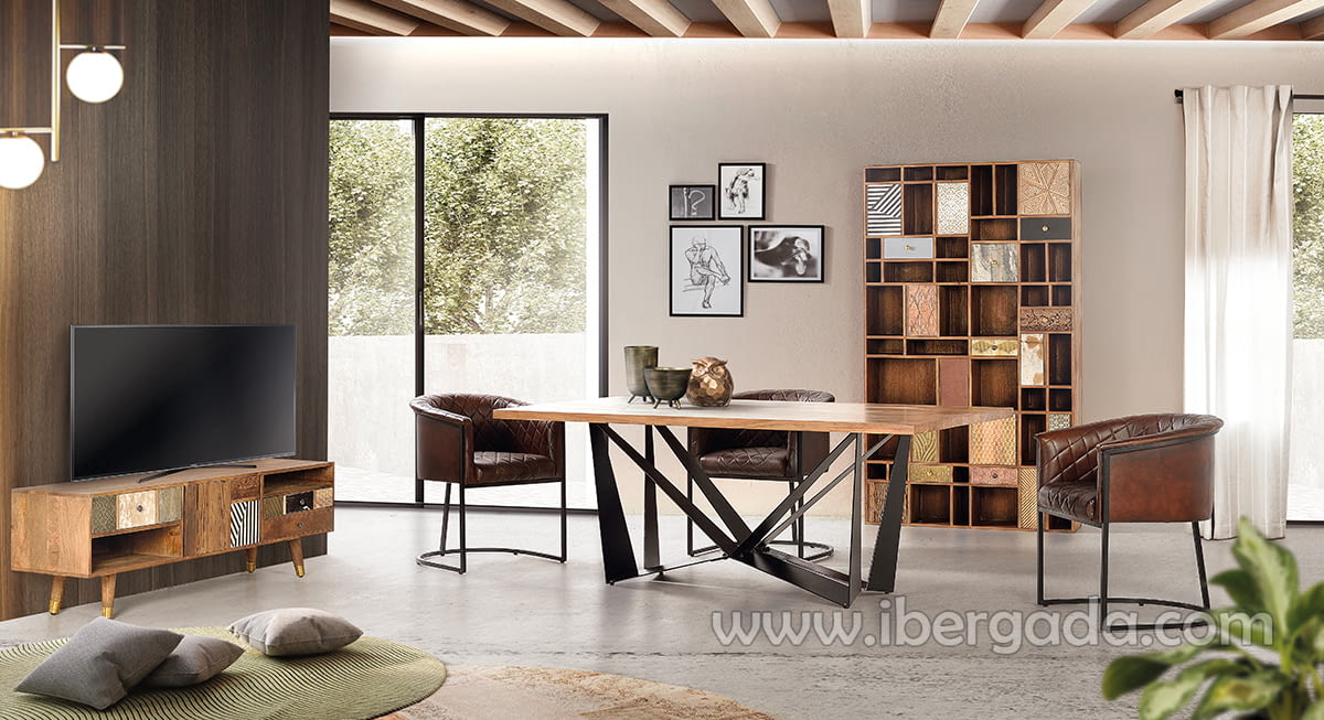 Mueble TV Conrad 160 x 41 cm de madera maciza de mango — Koduz