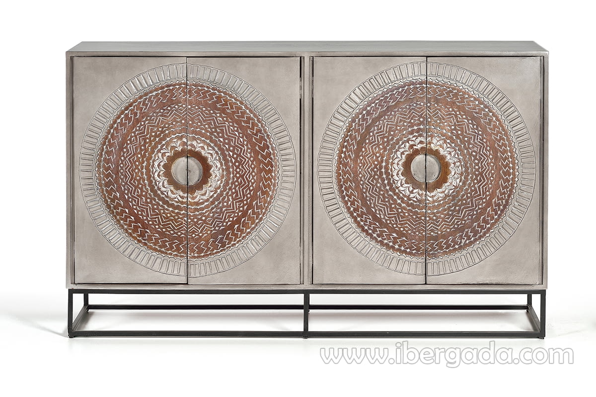 Aparador Kentia Madera/Metal 4 Puertas (150x40x90)-1