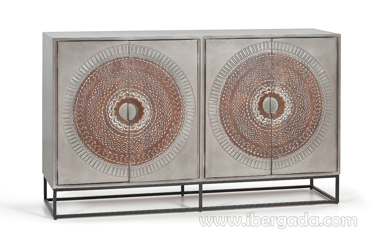 Aparador Kentia Madera/Metal 4 Puertas (150x40x90)-3