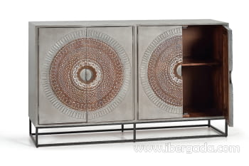 Aparador Kentia Madera/Metal 4 Puertas (150x40x90)-6