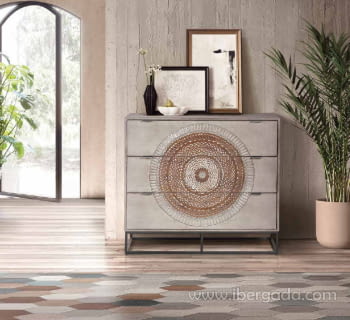 Comoda Kentia Madera/Metal 3 Cajones (100x40x90)