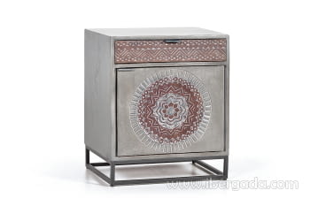 Mesita Noche Kentia Madera/Metal 1 Puerta 1 Cajón (50x40x60)-2
