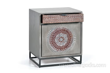 Mesita Noche Kentia Madera/Metal 1 Puerta 1 Cajón (50x40x60)-3