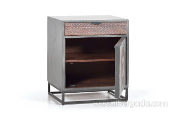 Mesita Noche Kentia Madera/Metal 1 Puerta 1 Cajón (50x40x60)-4