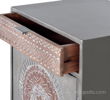Mesita Noche Kentia Madera/Metal 1 Puerta 1 Cajón (50x40x60)-5