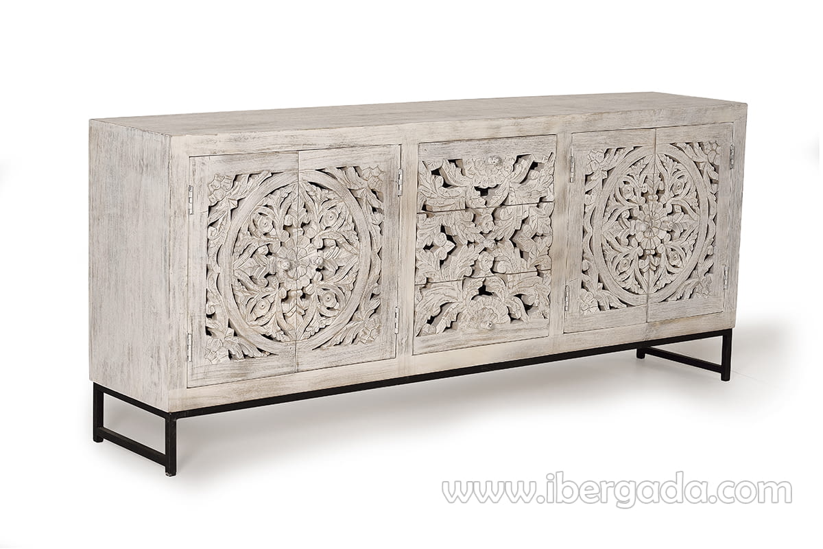 Aparador Bakara Madera/Metal 4 Puertas 3 Cajones (190x38x80)-3