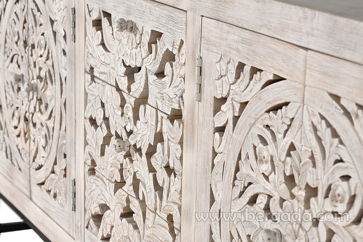 Aparador Bakara Madera/Metal 4 Puertas 3 Cajones (190x38x80)-9