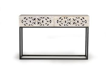 Consola Bakara Madera/Metal 2 Cajones (120x30x77)