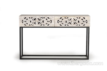 Consola Bakara Madera/Metal 2 Cajones (120x30x77)-1