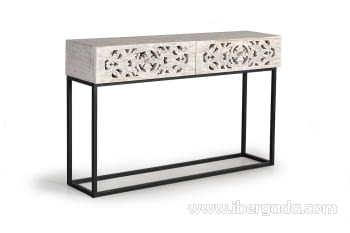 Consola Bakara Madera/Metal 2 Cajones (120x30x77)-2
