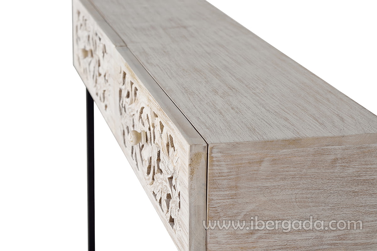 Consola Bakara Madera/Metal 2 Cajones (120x30x77)-3