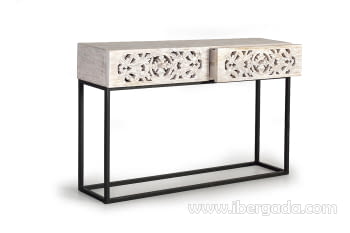 Consola Bakara Madera/Metal 2 Cajones (120x30x77)-4