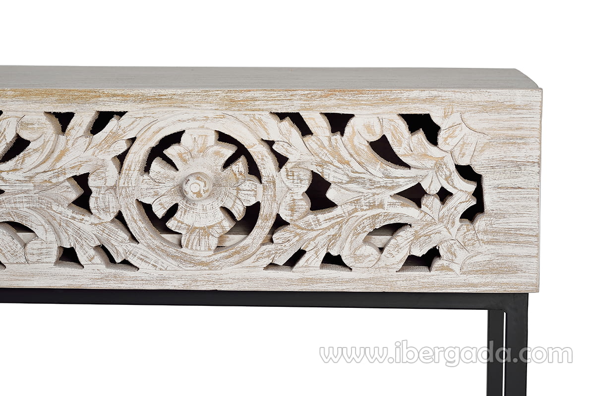 Consola Bakara Madera/Metal 2 Cajones (120x30x77)-5