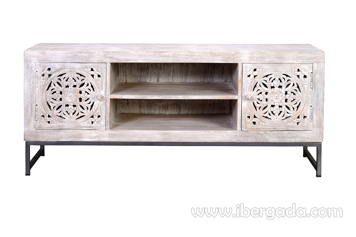 Mueble TV Bakara Madera/Metal 2 Puertas 1 Estante (130x40x55)-1