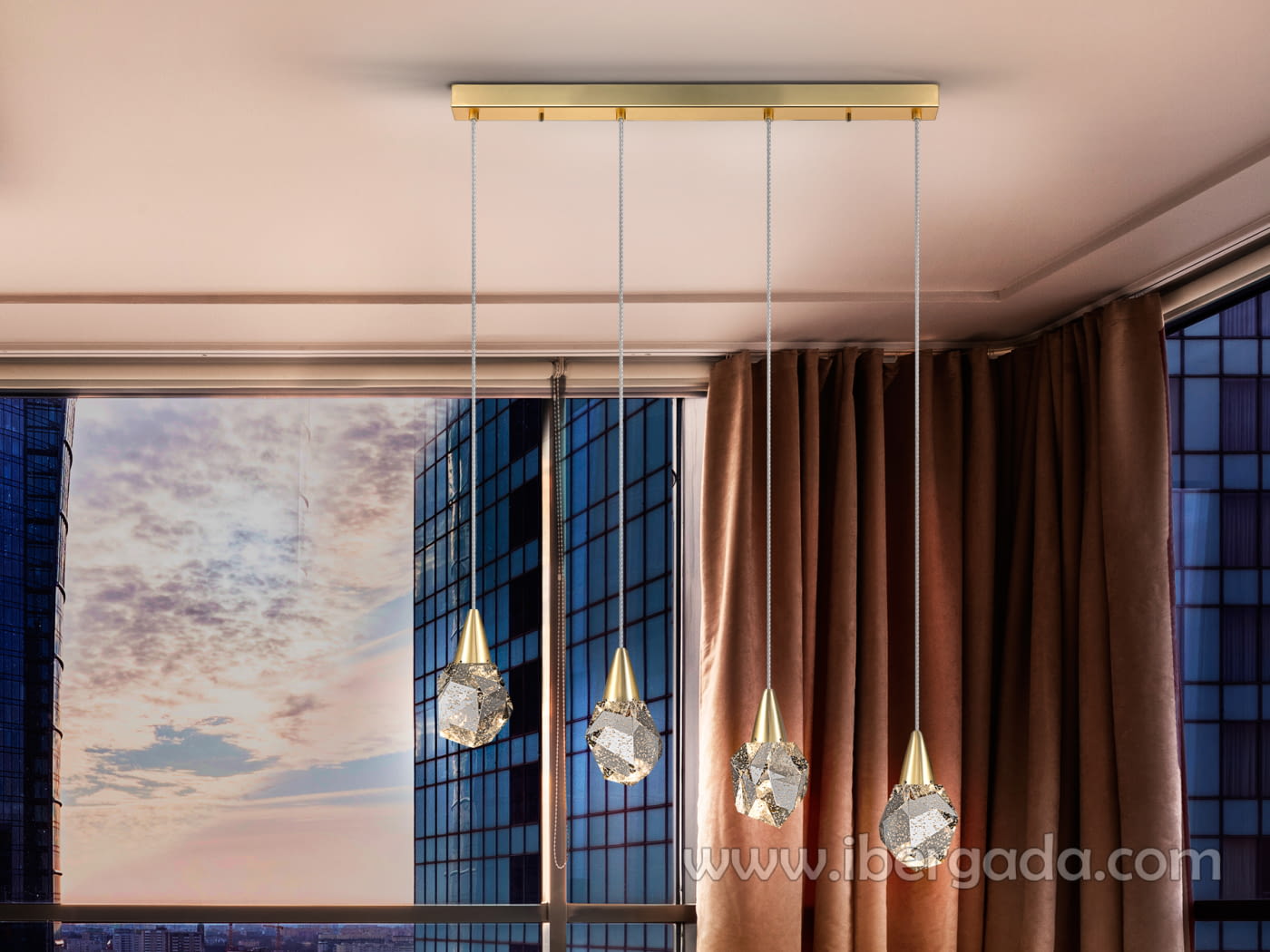 Lámpara Aquaria Cristal/Oro Mate 4L (79x10)-2