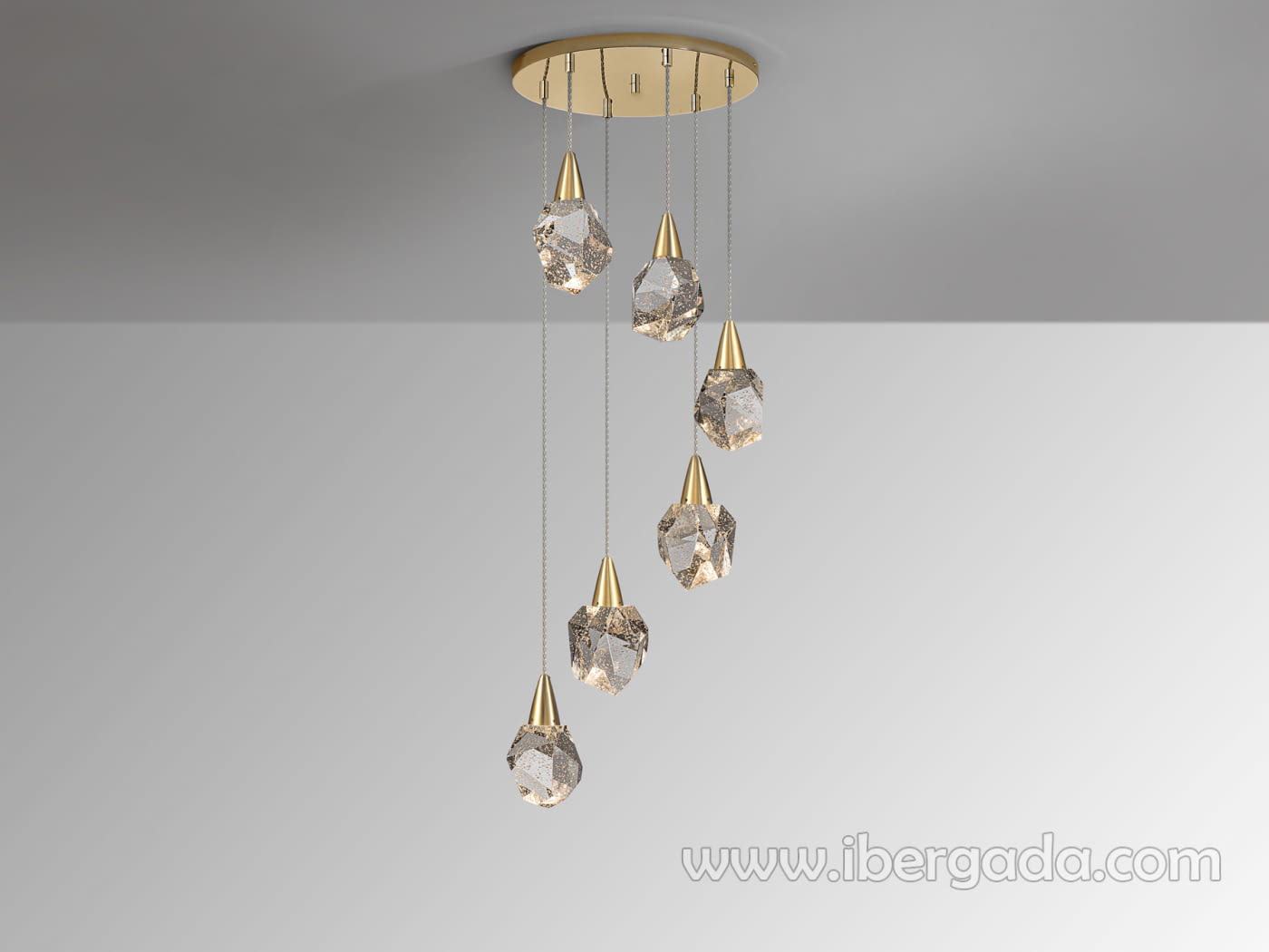 Lámpara Aquaria Cristal/Oro Mate 6L (39x39)-1