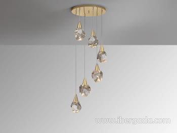 Lámpara Aquaria Cristal/Oro Mate 6L (39x39)