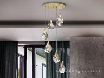 Lámpara Aquaria Cristal/Oro Mate 6L (39x39)-2