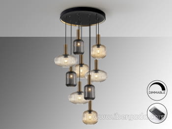 Lámpara Norma Negro/Laton 9L Dimmable (80x80)-4